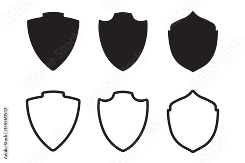 Shield icon set. Line and glyph shield emblem. Security symbol Vector illustration on white background