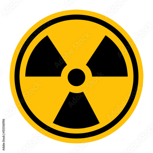 nuclear radiation hazard symbol icon. This flat design represents radioactive danger or nuclear energy. Commonly used in warning signs, safety labels, or nuclear-related content.