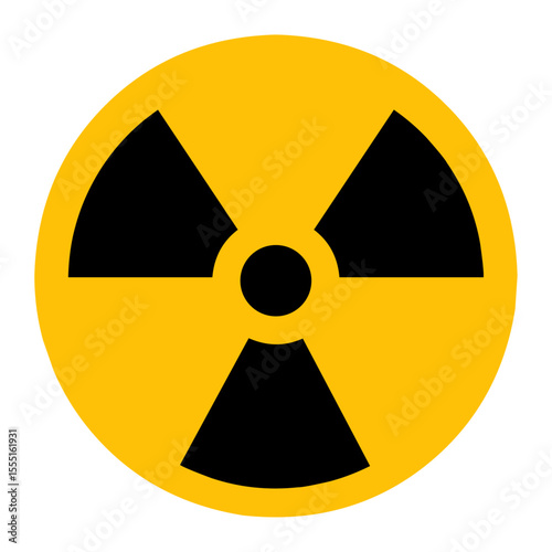 nuclear radiation hazard symbol icon. This flat design represents radioactive danger or nuclear energy. Commonly used in warning signs, safety labels, or nuclear-related content.