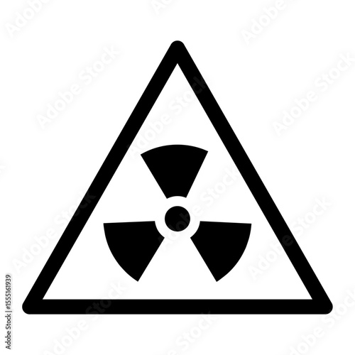 nuclear radiation hazard symbol icon. This flat design represents radioactive danger or nuclear energy. Commonly used in warning signs, safety labels, or nuclear-related content.