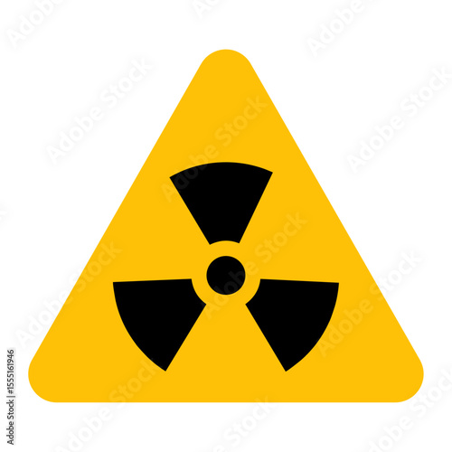 nuclear radiation hazard symbol icon. This flat design represents radioactive danger or nuclear energy. Commonly used in warning signs, safety labels, or nuclear-related content.