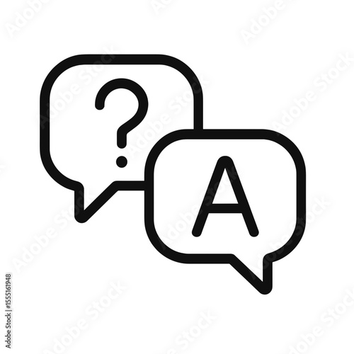 Question and answer speech bubbles in simple line art style  