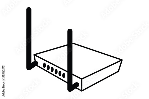 Router art silhouette vector line art on white background