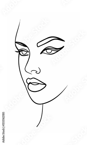 Continous line drawing of a woman's face with eyes nose lips on a background female