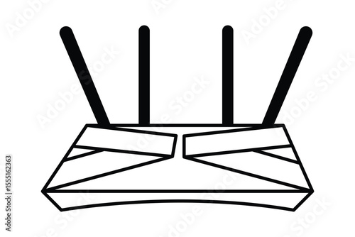 Router art silhouette vector line art on white background