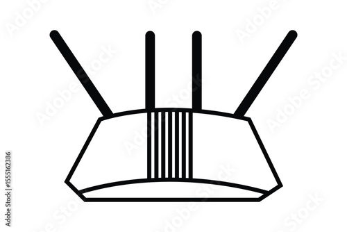 Router art silhouette vector line art on white background