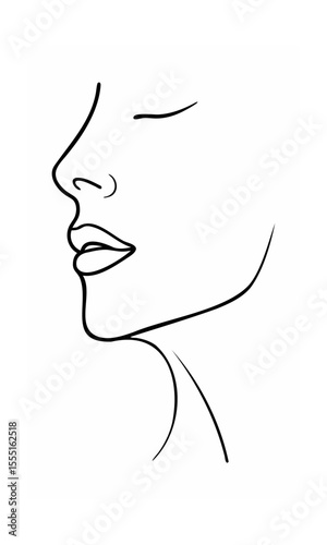 Minimalist continous line drawing of a woman's face profile on background female