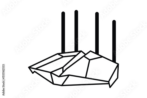 Router art silhouette vector line art on white background