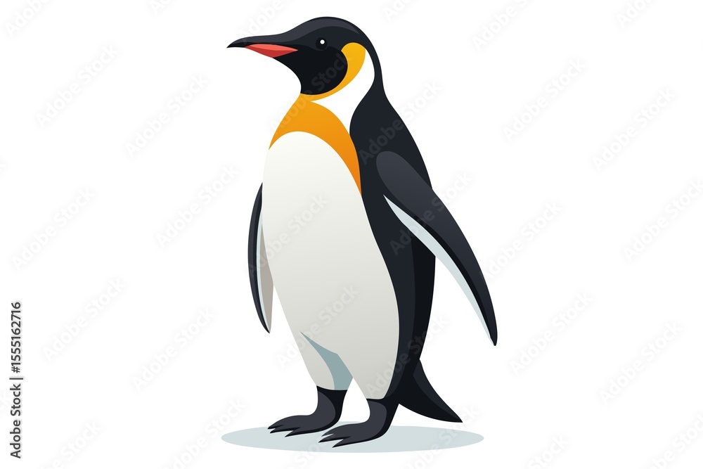 Naklejka premium King Penguin Standing Upright White Background