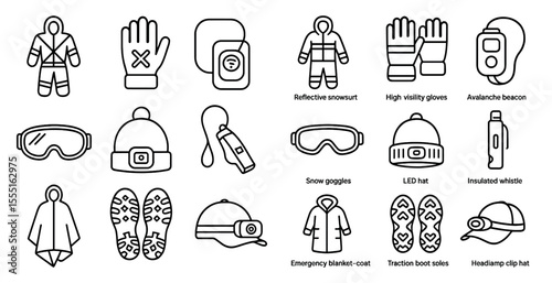 Collection of winter gear and accessories, including gloves, goggles, and hats. Concept of preparedness and readiness for cold weather activities