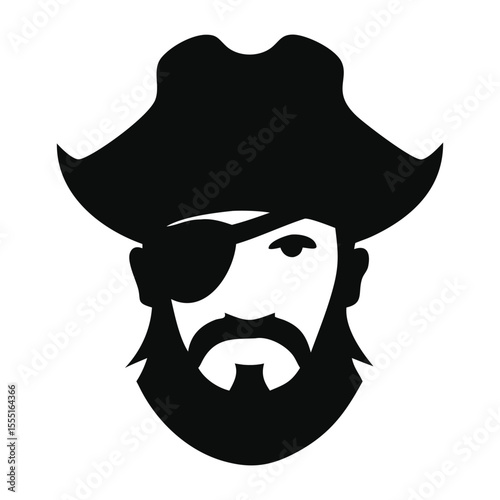 Black Pirate Head Vector Graphic