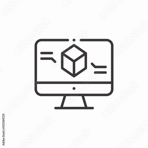 3d modeling display icon sign vector
