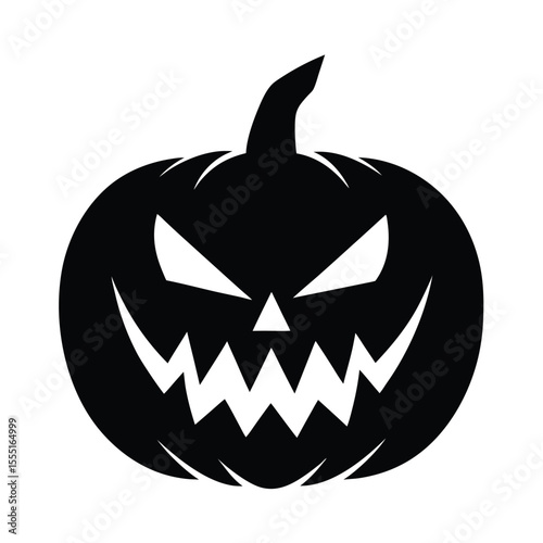 Angry jack o lantern with sharp teeth silhouette