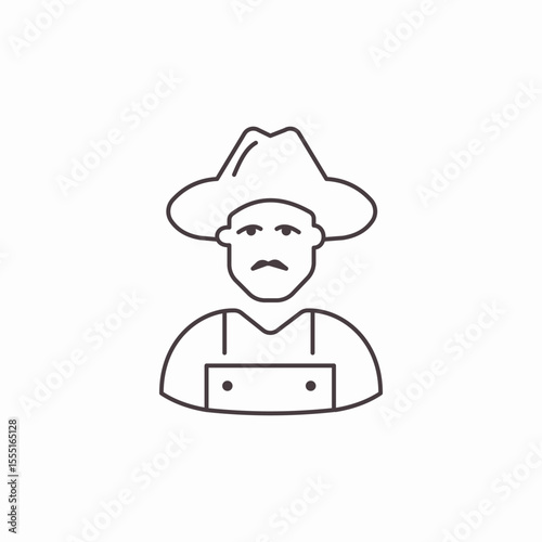 farmer with hat icon sign vector