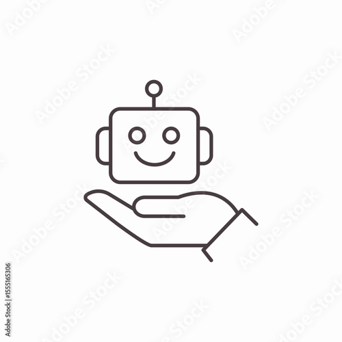 hand holding robot icon sign vector