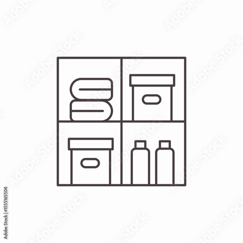 organized storage shelves icon sign vector