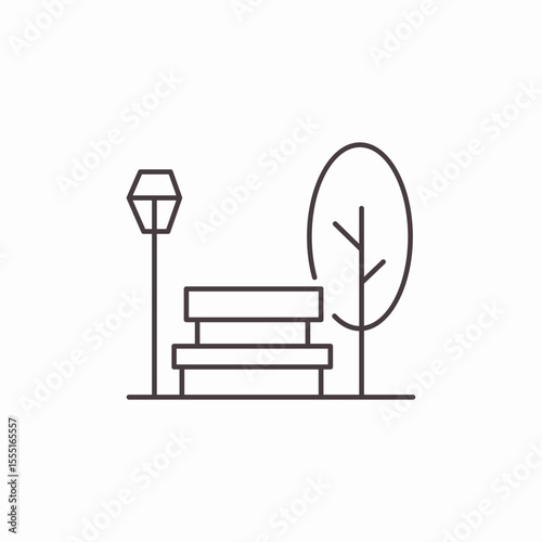park bench tree icon sign vector