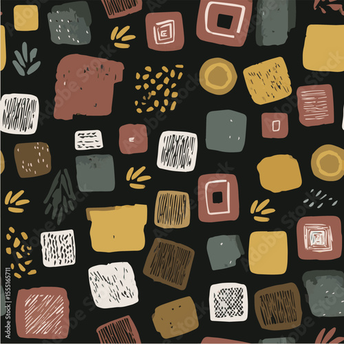 Vector seamless pattern of Doodle fun kid cool with square, and rectangle design