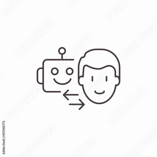 robot human face swap icon sign vector