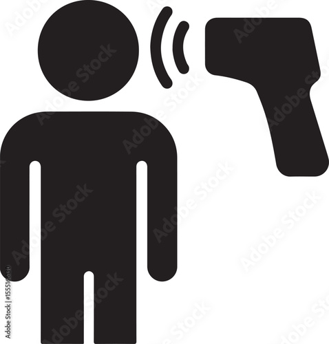 Silhouette body temperature scan icon representing medical screening, fever check, and health monitoring.