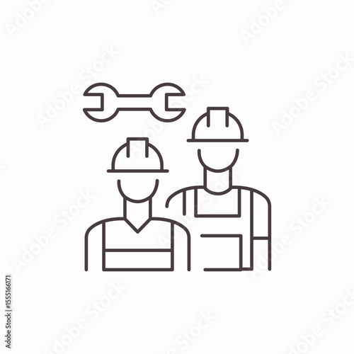 two workers wrench icon sign vector