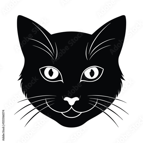 Cat face with glowing eyes silhouette