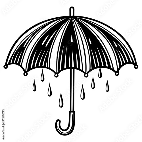 black umbrella isolated on white