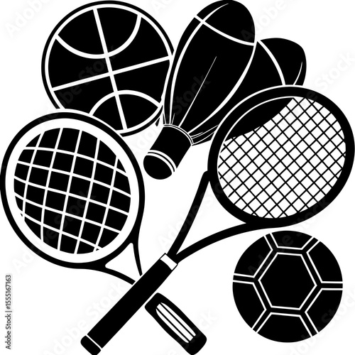 tennis racket and balls