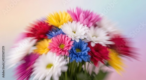 Colorful bouquet of daisy flowers with soft focus effect