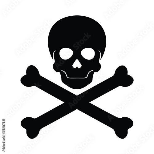 Skull and crossbones Halloween vector silhouette