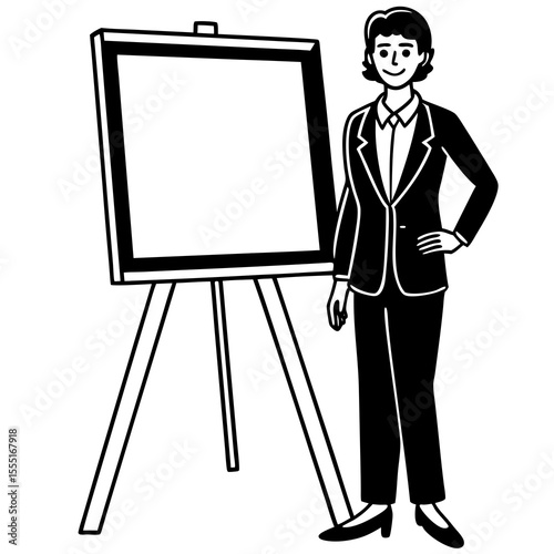 businessman holding blank board