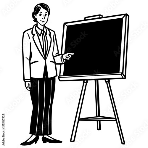 man with blackboard