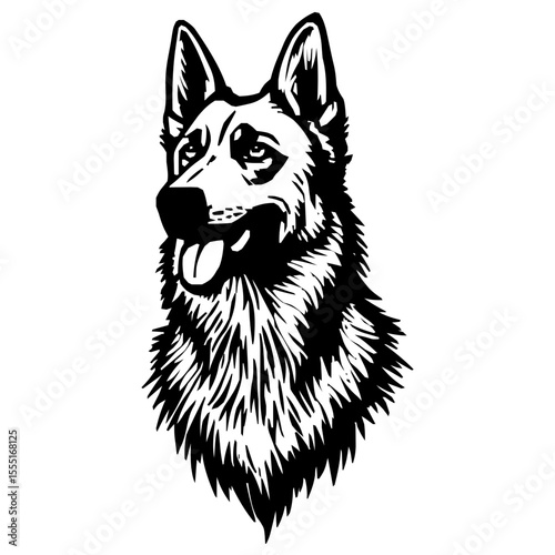 Elegant Police Dog Emblem with Delicate Vector Lines and Sleek Black Contours on Immaculate White Backdrop
