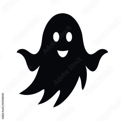 Cute cartoon ghost vector silhouette