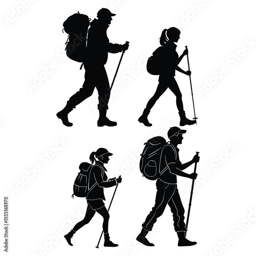Hiking Man Silhouette Vector Bundle – Black Outdoor Adventure Clipart for T-Shirt & Travel DesignHiking Man Silhouette Vector Bundle – Black Outdoor Adventure Clipart for T-Shirt & Travel Design