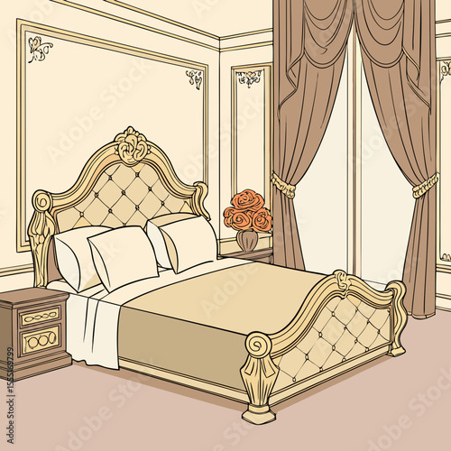 Luxurious Bedroom with Ornate Furniture and Elegant Decor