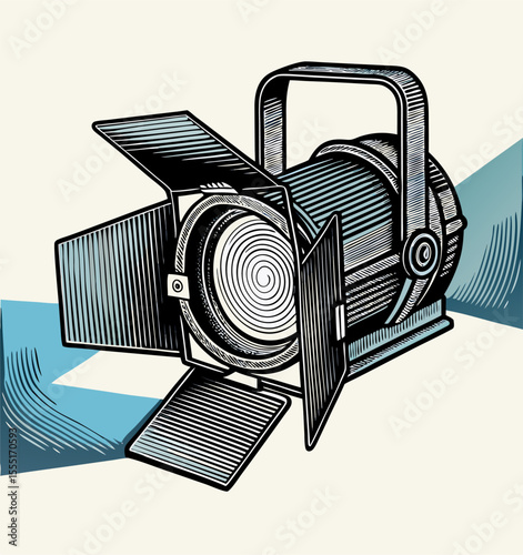 Vintage Spotlight Illustration: Studio Lighting Design