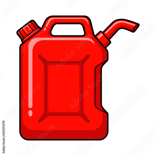 Red Plastic Fuel Container Vector Illustration Isolated