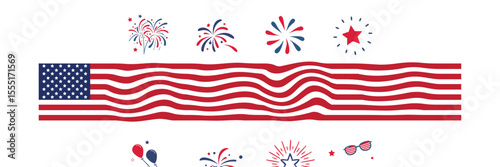 4th of july independence day, illustrations of the American flag, 