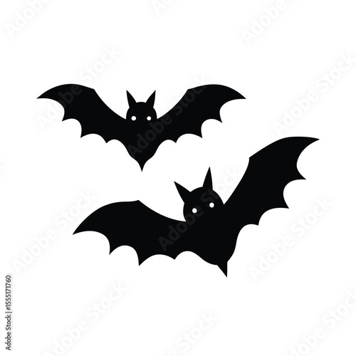 Group of Halloween bats flying silhouette