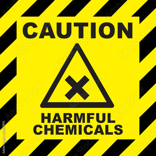 Danger vector sign, X, Harmful Chemicals triangle yellow warning sign, Vector, illustration, symbols triangular warning hazard