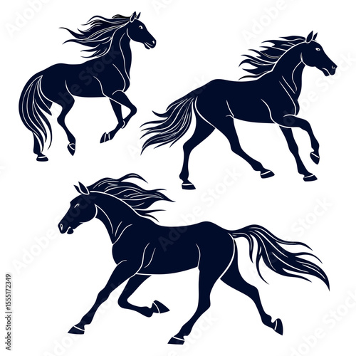 Majestic Horse Silhouettes Elegant Running Horse Designs