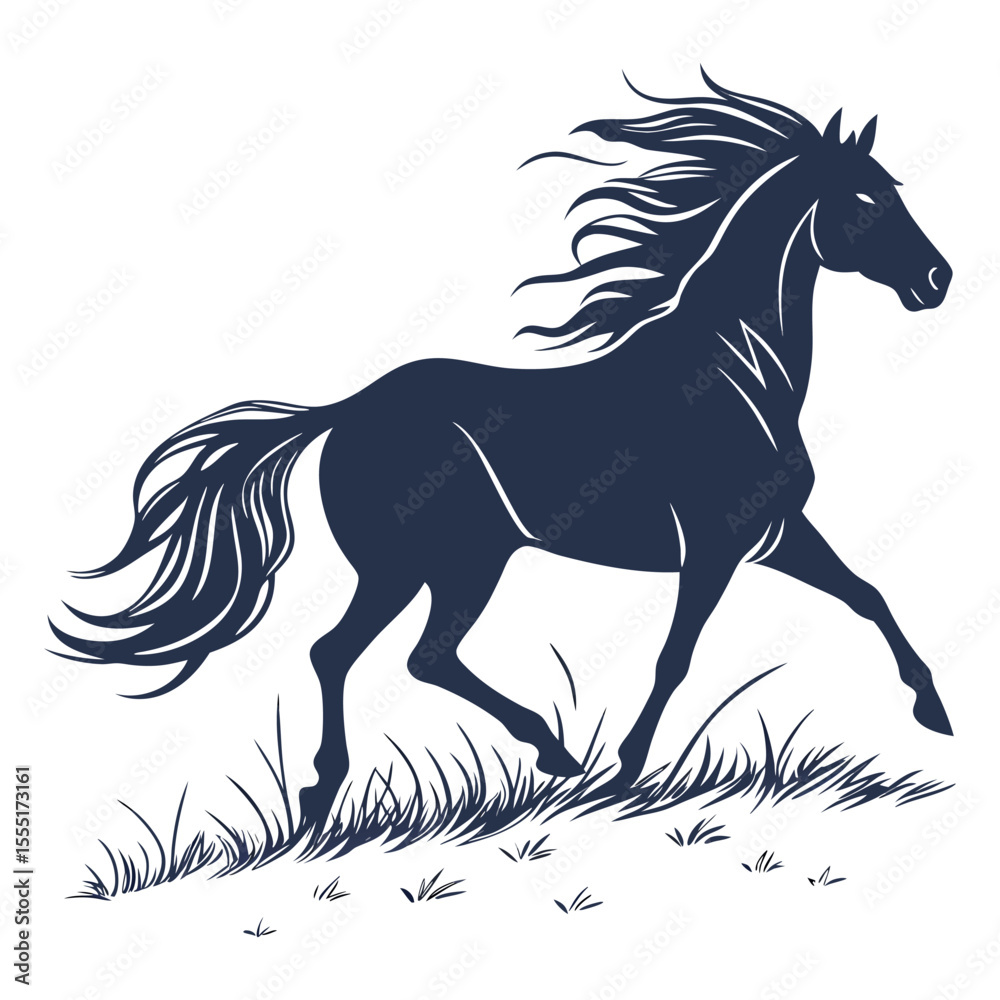 Obraz premium Running horse silhouette vector illustration