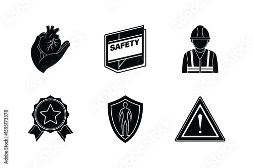 Safety First Icon Set for Workplace, Health, and Security