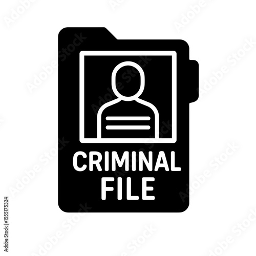 Criminal file folder icon with mugshot symbolizing offender record – filled version