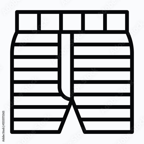 Shorts, Long Nicker, Under Garments Underwear, Vector Style Lineal Icon. 