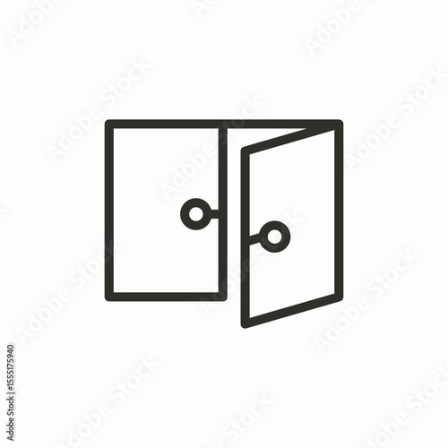 opened double doors icon sign vector