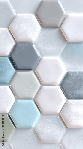Glossy White and Gray Hexagon Tile Background