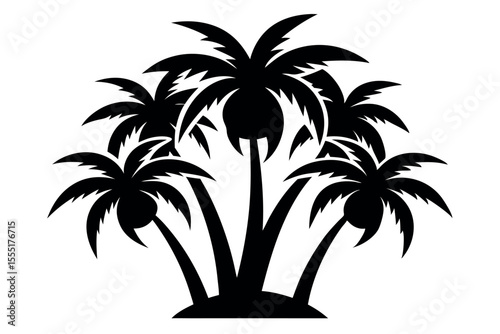Coconut Tree Silhouette Vector Set – Tropical Island Nature Graphic Collection
