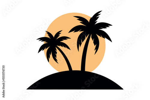 Coconut Tree Silhouette Vector Set – Tropical Island Nature Graphic Collection